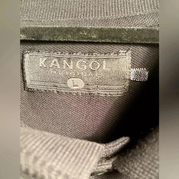 Vintage authentic Kangol blck lightweight polo shirt sleeve 3 button shirt L - Picture 3 of 4